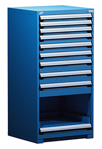 Heavy Duty Modular Drawer Cabinet - 30"W x 21"D x 60"H with 9 Drawers, 1 Roll-out Shelf