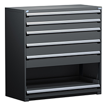 Heavy Duty Modular Drawer Cabinet - 60"W x 24"D x 60"H with 5 Drawers, 1 Roll-out Shelf