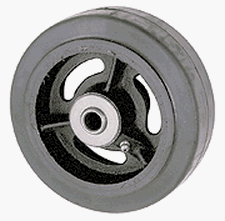 Rubber on Iron Wheel, 18" x 3", 1580 lb. cap. for 3/4" dia. axle & 3-1/2" hub length, straight bearing