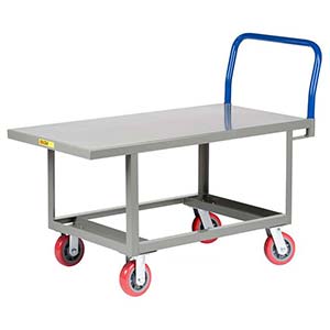 Ergonomic Platform Truck - 24" x 60" Steel Deck w/ Flush Edges, Open Base, Poly Wheels