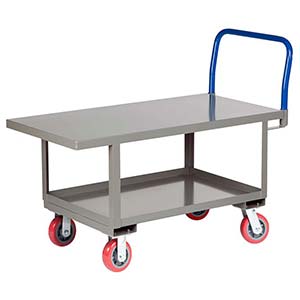 Ergonomic Platform Truck - 24" x 48" Steel Deck w/ Flush Edges, Lower Shelf, Poly Wheels