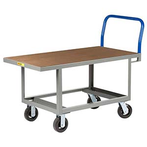 Ergonomic Platform Truck - 30" x 48" Hardboard Deck w/ Flush Edges, Open Base, Rubber Wheels