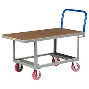 Ergonomic Platform Truck - 30" x 60" Hardboard Deck w/ Flush Edges, Open Base, Poly Wheels