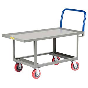 Ergonomic Platform Truck - 24" x 48" Steel Deck w/ Retaining Lip, Open Base, Poly Wheels