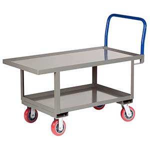 Ergonomic Platform Truck - 30" x 60" Steel Deck w/ Retaining Lip, Lower Shelf, Poly Wheels