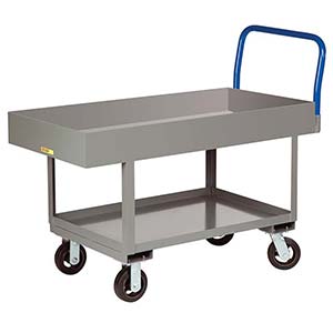 Ergonomic Platform Truck - 24" x 48" Steel Deck w/ 6"D Sides, Lower Shelf, Rubber Wheels