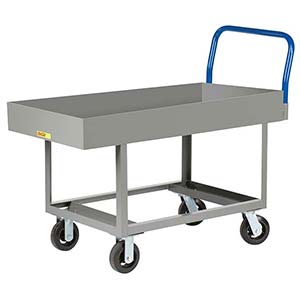 Ergonomic Platform Truck - 24" x 60" Steel Deck w/ 6"D Sides, Open Base, Rubber Wheels