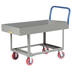 Ergonomic Platform Truck - 30" x 60" Steel Deck w/ 6"D Sides, Open Base, Poly Wheels