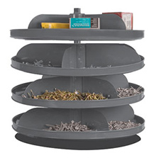 Rotabin Shelving, 17" dia x 17-3/8"h, 4 shelves, 16 compartments