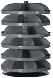 Rotabin Shelving, 28" dia x 40-3/4"h, 6 shelves, 36 compartments