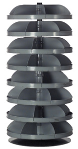 Rotabin Shelving, 28" dia x 52-7/8"h, 8 shelves, 48 compartments