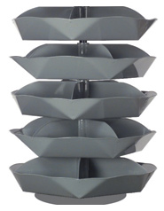 Rotabin Shelving, 44" dia x 57-1/2"h, 5 shelves, 25 compartments