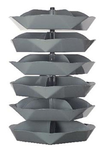 Rotabin Shelving, 44" dia x 69-1/2"h, 6 shelves, 30 compartments