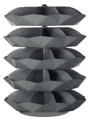 Rotabin Shelving, 44" dia x 57-1/2"h, 5 shelves, 50 compartments