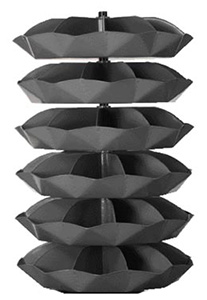 Rotabin Shelving, 44" dia x 69-1/2"h, 6 shelves, 60 compartments