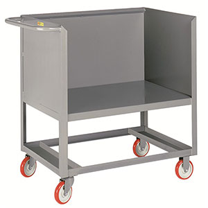 3-Sided Solid Box Truck - Raised Platform, 24" x 48" Deck, 5" Poly Casters
