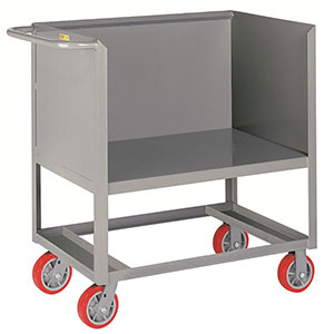 3-Sided Solid Box Truck - Raised Platform, 30" x 48" Deck, 6" Poly Casters