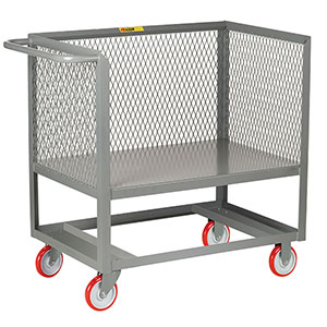 3-Sided Mesh Box Truck - Raised Platform, 18" x 32" Deck, 5" Poly Casters
