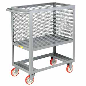 4-Sided Mesh Box Truck - Raised Platform, 18" x 32" Deck, 5" Poly Casters