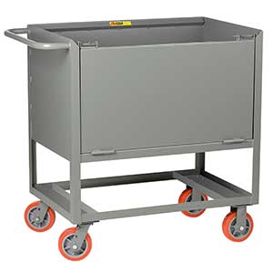 4-Sided Solid Box Truck - Raised Platform with Gate, 24" x 48" Deck, 6" Poly Casters