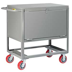 4-Sided Solid Box Truck - Raised Platform with Gate & Lid, 24" x 36" Deck, 6" Poly Casters