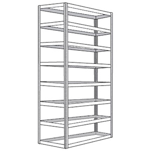 Record Storage Shelving - 69"W x 30"D x 181-1/2"H, 8 Shelves, No Decking