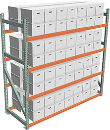 Record Archive Storage Rack - Starter with 4 Shelves - 96w x 36d x 96h - 4,000 lbs./Shelf Cap.
