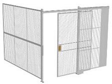 2-Wall Welded Wire Security Cage, No Ceiling, 10'2" x 10'2" x 8'5-1/4" with 5' Sliding Gate