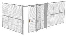 2-Wall Welded Wire Security Cage, No Ceiling, 20'4" x 10'2" x 8'5-1/4" with 5' Sliding Gate