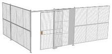 2-Wall Welded Wire Security Cage, No Ceiling, 20'4" x 15'4" x 8'5-1/4" with 5' Sliding Gate