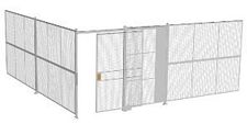 2-Wall Welded Wire Security Cage, No Ceiling, 20'4" x 20'4" x 8'5-1/4" with 5' Sliding Gate