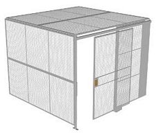 2-Wall Welded Wire Security Cage, w/Ceiling, 10'2" x 10'2" x 8'5-1/4" with 5' Sliding Gate