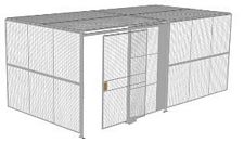 2-Wall Welded Wire Security Cage, w/Ceiling, 20'4" x 10'2" x 8'5-1/4" with 5' Sliding Gate