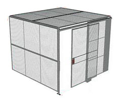 2-Wall Welded Wire Security Cage, w/Ceiling, 10'2" x 10'2" x 10'5-1/4" with 5' Sliding Gate