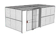 2-Wall Welded Wire Security Cage, w/Ceiling, 20'4" x 10'2" x 10'5-1/4" with 5' Sliding Gate