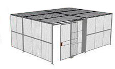 2-Wall Welded Wire Security Cage, w/Ceiling, 20'4" x 15'4" x 10'5-1/4" with 5' Sliding Gate