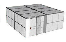 2-Wall Welded Wire Security Cage, w/Ceiling, 20'4" x 20'4" x 10'5-1/4" with 5' Sliding Gate