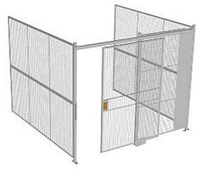 3-Wall Welded Wire Security Cage, No Ceiling, 10'4" x 10'2" x 8'5-1/4" with 5' Sliding Gate