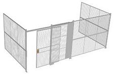 3-Wall Welded Wire Security Cage, No Ceiling, 20'6" x 10'2" x 8'5-1/4" with 5' Sliding Gate