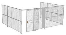 3-Wall Welded Wire Security Cage, No Ceiling, 20'6" x 15'4" x 8'5-1/4" with 5' Sliding Gate