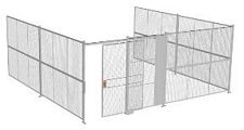 3-Wall Welded Wire Security Cage, No Ceiling, 20'6" x 20'4" x 8'5-1/4" with 5' Sliding Gate