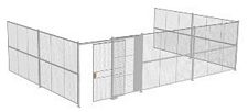 3-Wall Welded Wire Security Cage, No Ceiling, 30'8" x 20'4" x 8'5-1/4" with 5' Sliding Gate