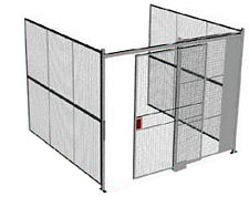 3-Wall Welded Wire Security Cage, No Ceiling, 10'4" x 10'2" x 10'5-1/4" with 5' Sliding Gate