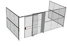 3-Wall Welded Wire Security Cage, No Ceiling, 20'6" x 10'2" x 10'5-1/4" with 5' Sliding Gate