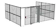 3-Wall Welded Wire Security Cage, No Ceiling, 20'6" x 15'4" x 10'5-1/4" with 5' Sliding Gate
