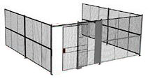 3-Wall Welded Wire Security Cage, No Ceiling, 20'6" x 20'4" x 10'5-1/4" with 5' Sliding Gate