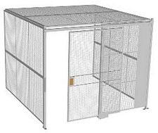 3-Wall Welded Wire Security Cage, w/Ceiling, 10'4" x 10'2" x 8'5-1/4" with 5' Sliding Gate