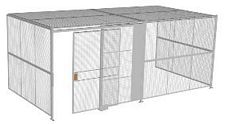 3-Wall Welded Wire Security Cage, w/Ceiling, 20'6" x 10'2" x 8'5-1/4" with 5' Sliding Gate