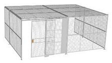 3-Wall Welded Wire Security Cage, w/Ceiling, 20'6" x 15'4" x 8'5-1/4" with 5' Sliding Gate