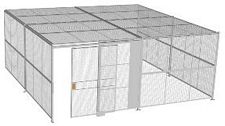 3-Wall Welded Wire Security Cage, w/Ceiling, 20'6" x 20'4" x 8'5-1/4" with 5' Sliding Gate